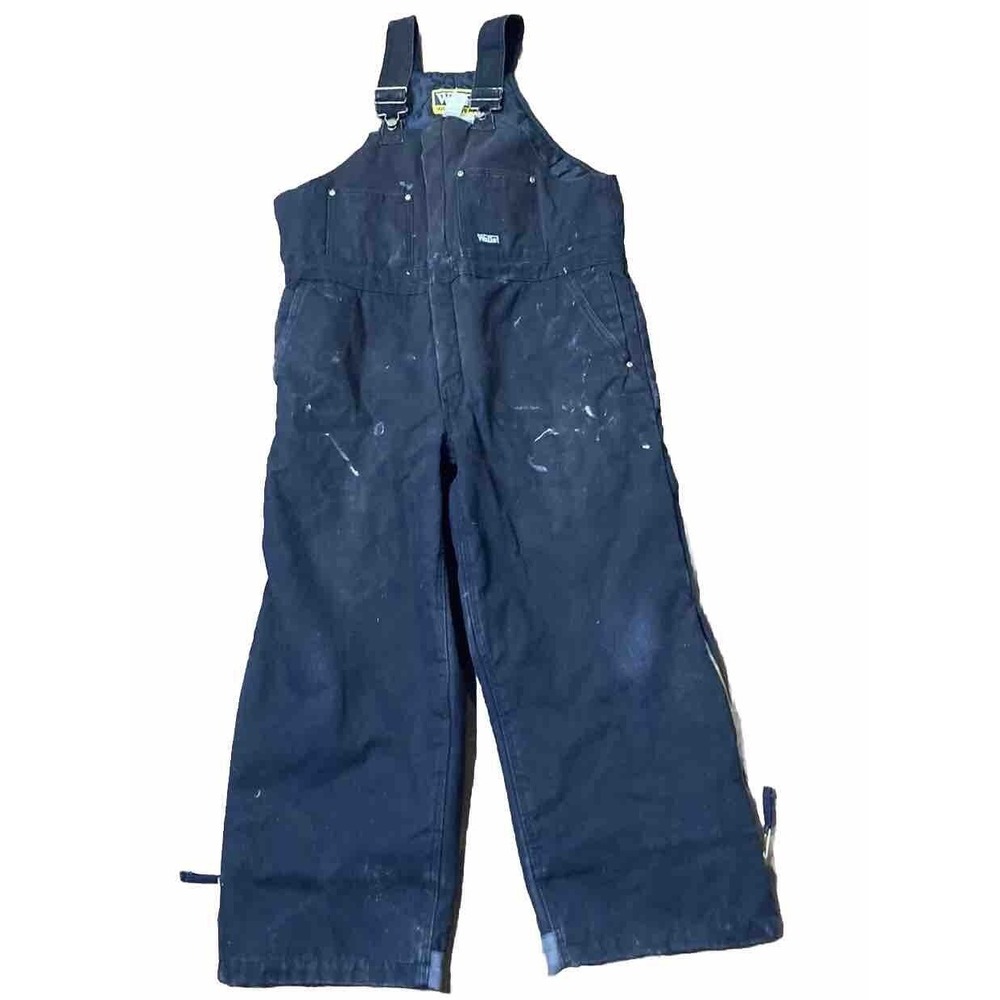 Walls Workwear Overalls Adult Large Black Canvas Quilt Lined Grunge Distressed